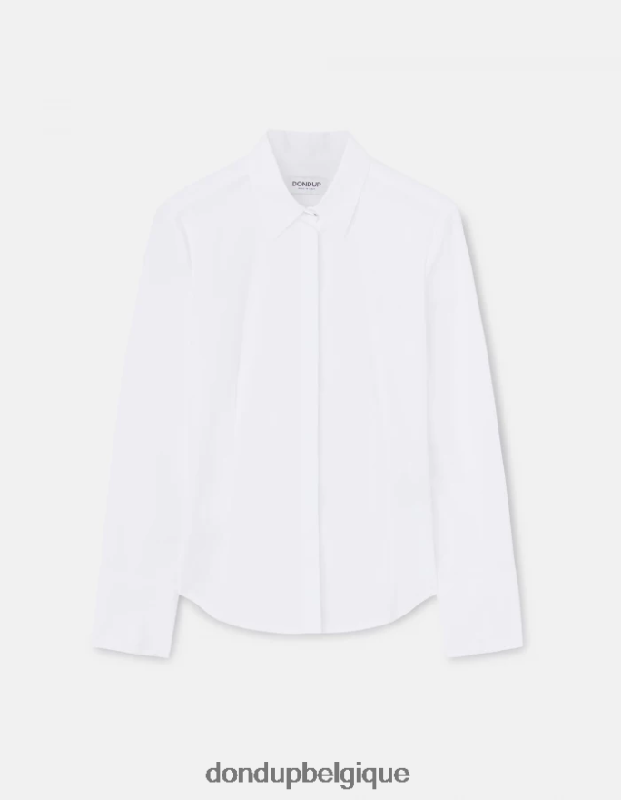 femmes vêtements DONDUP blanc chemise slim en popeline 8826D0245