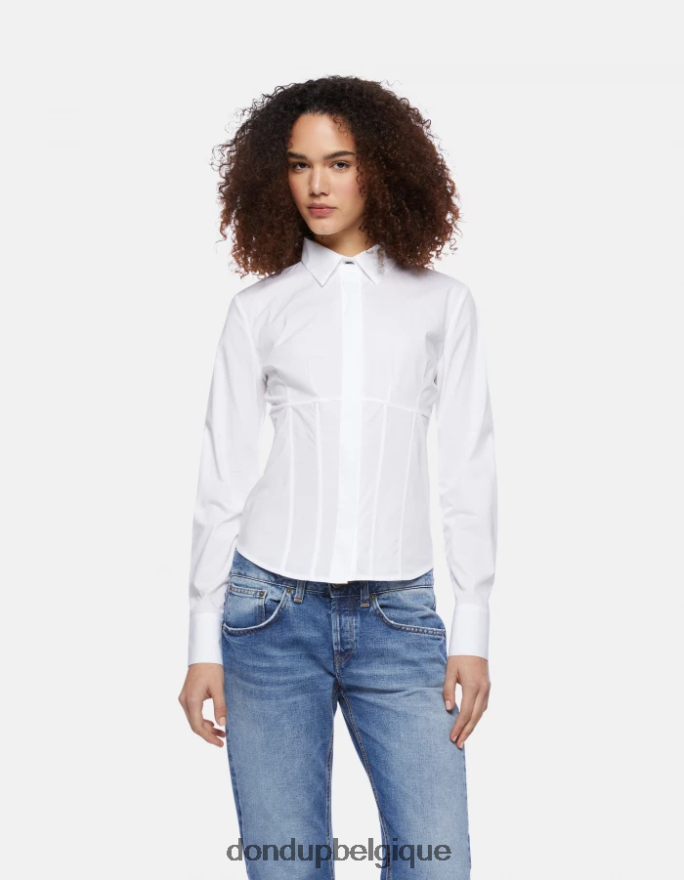 femmes vêtements DONDUP blanc chemise slim en popeline 8826D0249