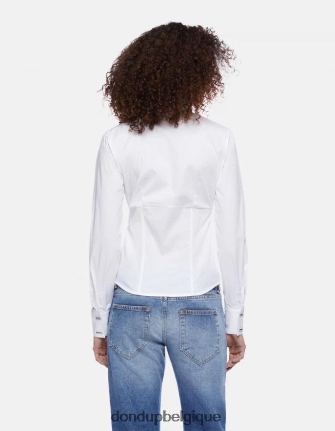 femmes vêtements DONDUP blanc chemise slim en popeline 8826D0249