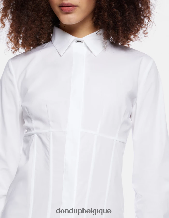 femmes vêtements DONDUP blanc chemise slim en popeline 8826D0249
