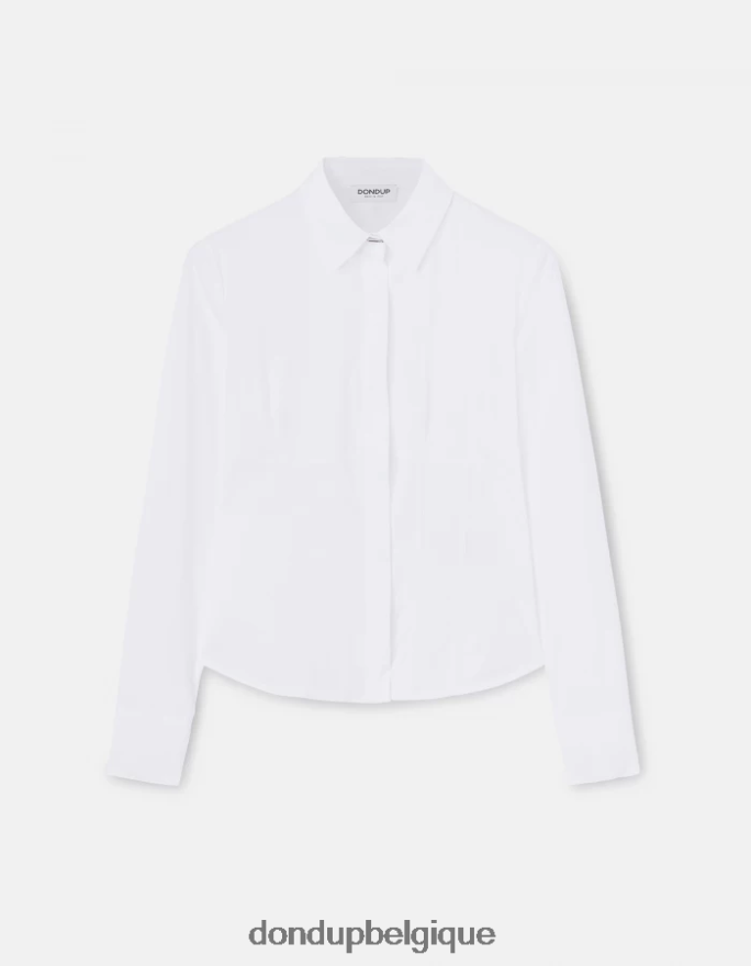 femmes vêtements DONDUP blanc chemise slim en popeline 8826D0249