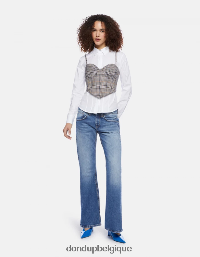femmes vêtements DONDUP blanc chemise slim en popeline 8826D0249