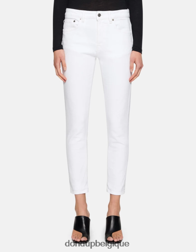 femmes vêtements DONDUP blanc jean mila coupe carotte en denim bull stretch 8826D051