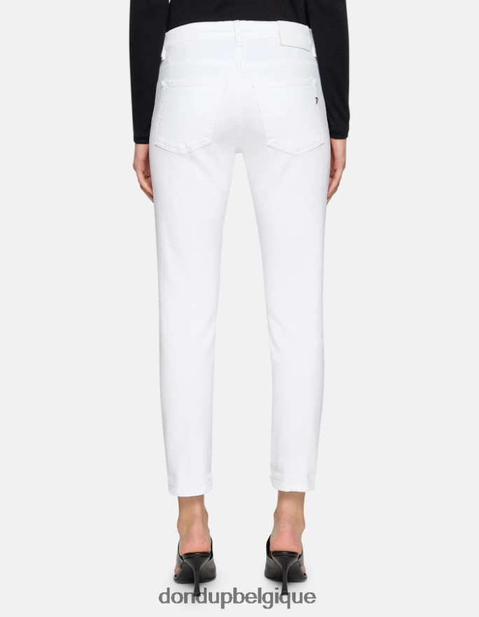 femmes vêtements DONDUP blanc jean mila coupe carotte en denim bull stretch 8826D051