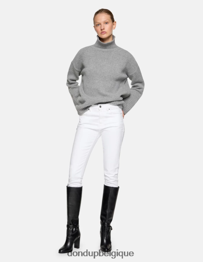 femmes vêtements DONDUP blanc jean mila coupe carotte en denim bull stretch 8826D051