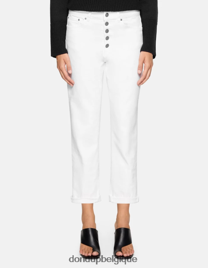 femmes vêtements DONDUP blanc koons - jean ample en denim bull stretch 8826D031