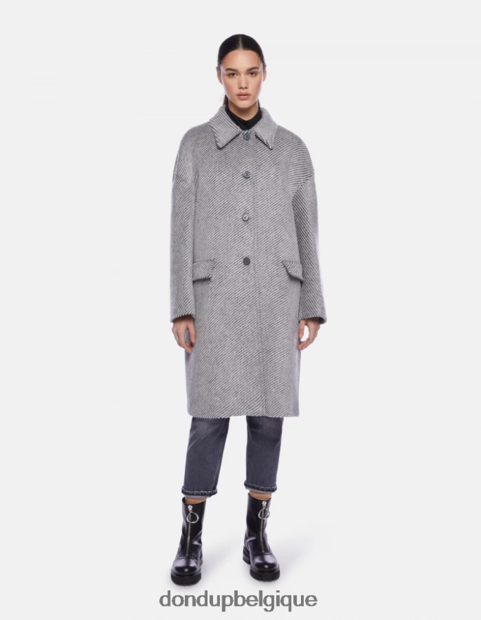 femmes vêtements DONDUP blanc noir manteau en tissu mélangé à simple boutonnage 8826D0368