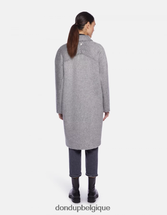 femmes vêtements DONDUP blanc noir manteau en tissu mélangé à simple boutonnage 8826D0368