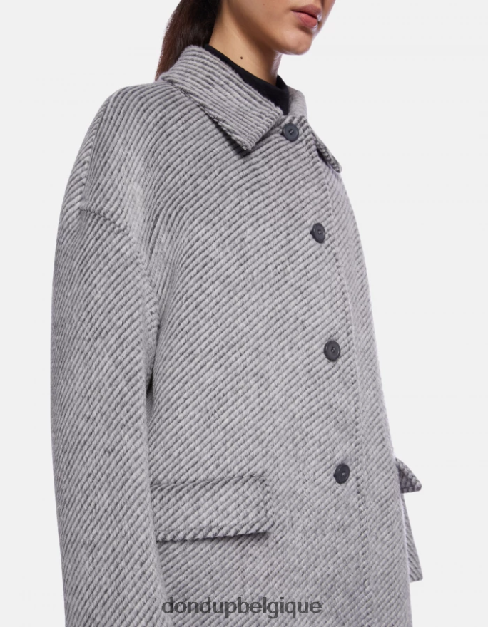 femmes vêtements DONDUP blanc noir manteau en tissu mélangé à simple boutonnage 8826D0368