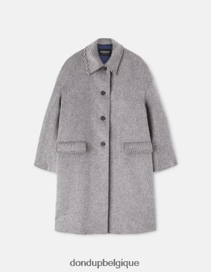 femmes vêtements DONDUP blanc noir manteau en tissu mélangé à simple boutonnage 8826D0368