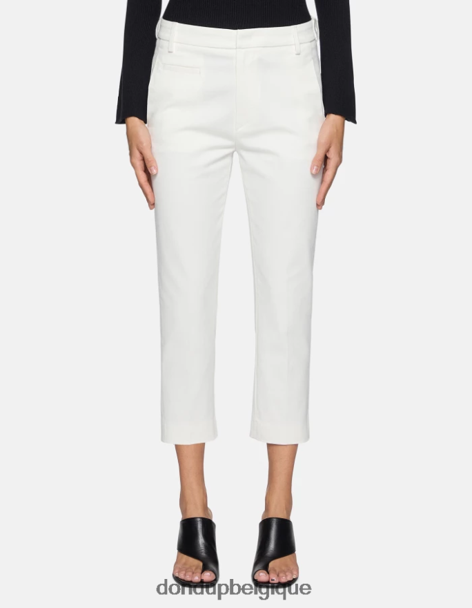 femmes vêtements DONDUP blanc pantalon coupe carotte en coton ariel 8826D0202