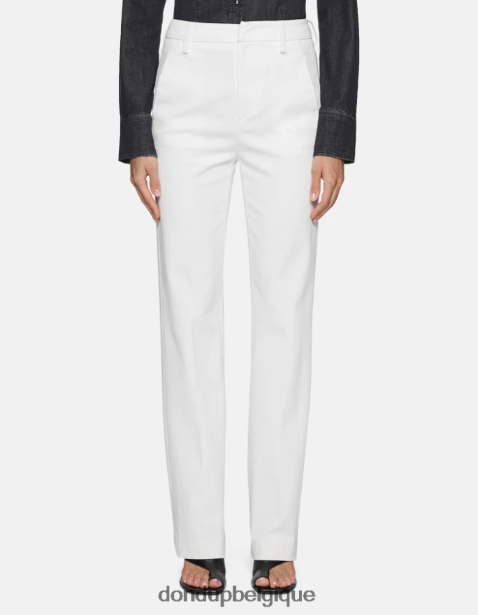 femmes vêtements DONDUP blanc pantalon coupe classique en coton Patty 8826D0150
