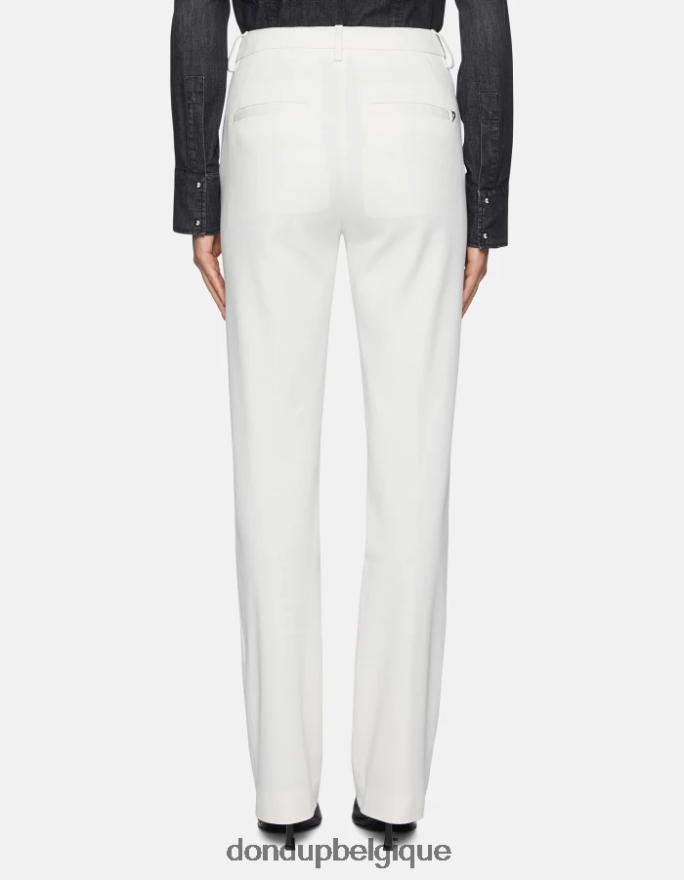femmes vêtements DONDUP blanc pantalon coupe classique en coton Patty 8826D0150