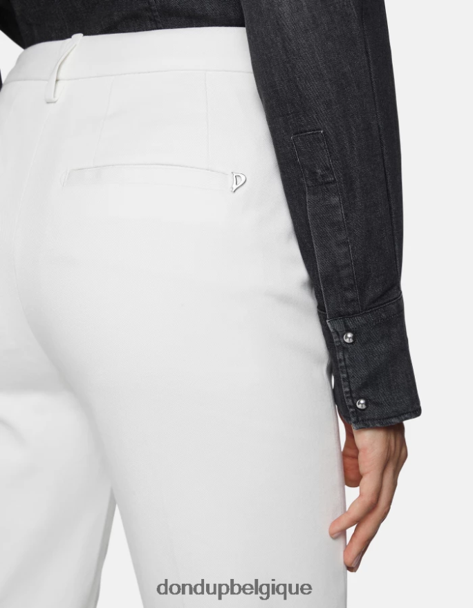 femmes vêtements DONDUP blanc pantalon coupe classique en coton Patty 8826D0150