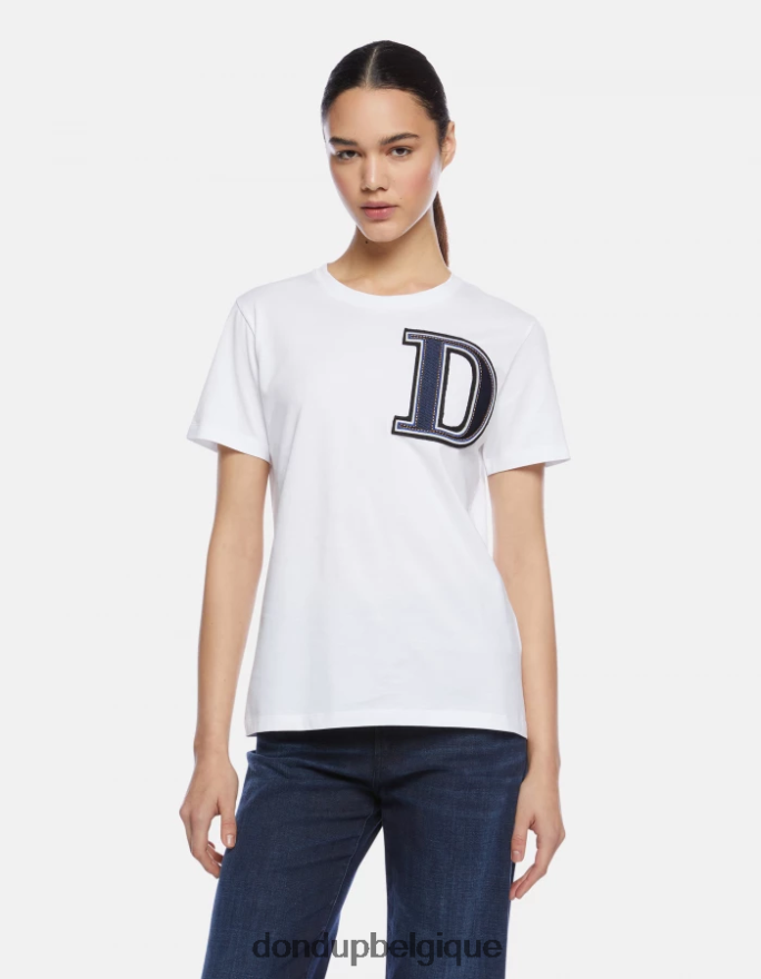 femmes vêtements DONDUP blanc t-shirt coupe classique 8826D0417