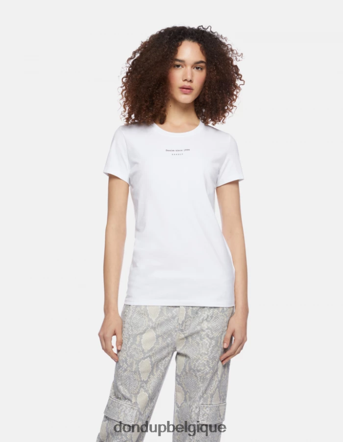 femmes vêtements DONDUP blanc t-shirt slim en jersey 8826D0419
