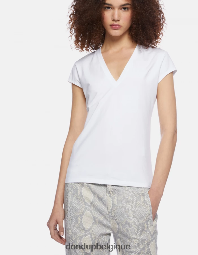 femmes vêtements DONDUP blanc t-shirt slim en jersey 8826D0421
