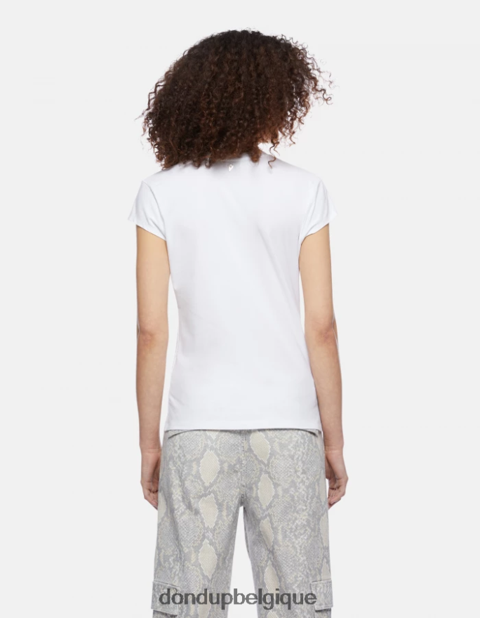 femmes vêtements DONDUP blanc t-shirt slim en jersey 8826D0421