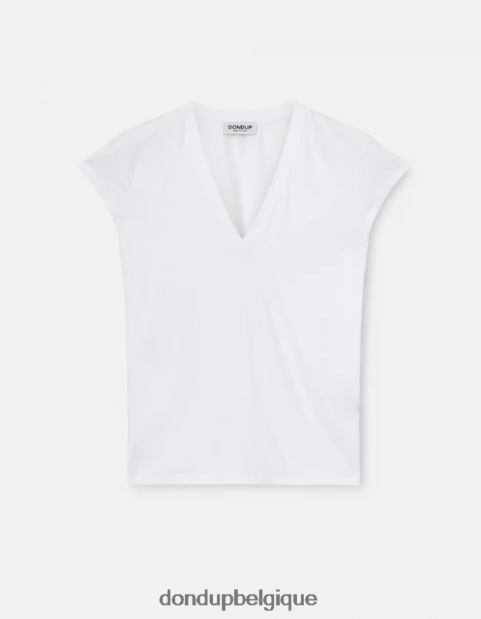 femmes vêtements DONDUP blanc t-shirt slim en jersey 8826D0421