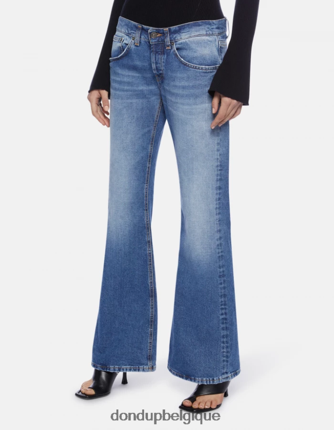 femmes vêtements DONDUP bleu Jean en denim rigide coupe bootcut Betty 8826D089