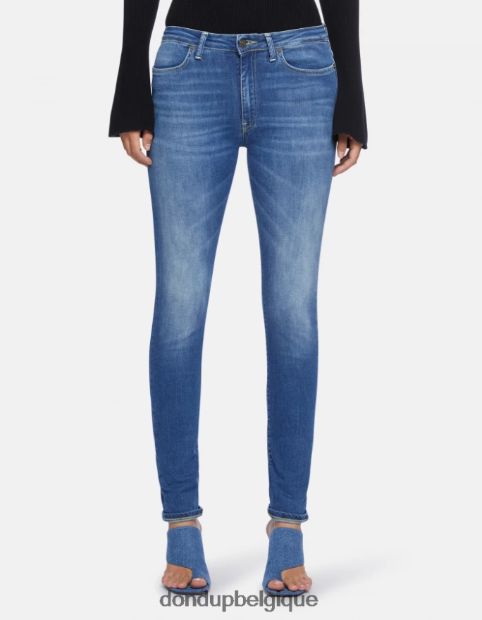 femmes vêtements DONDUP bleu Jean iris super skinny 31 pouces en denim stretch 8826D053