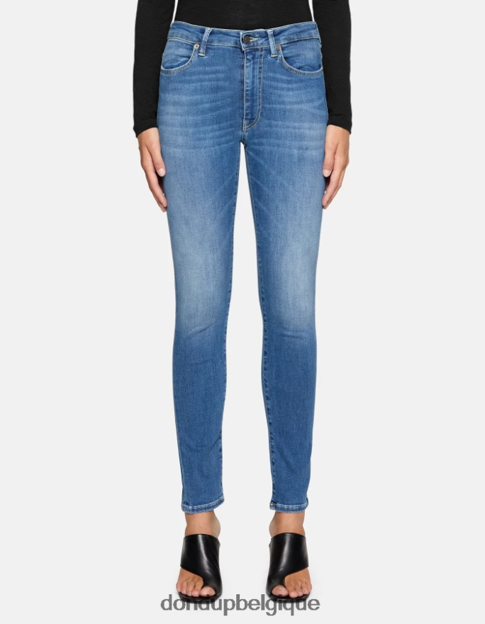femmes vêtements DONDUP bleu Jean super skinny iris en denim stretch 8826D038