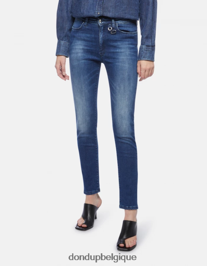 femmes vêtements DONDUP bleu Jean super skinny iris en denim stretch 8826D060
