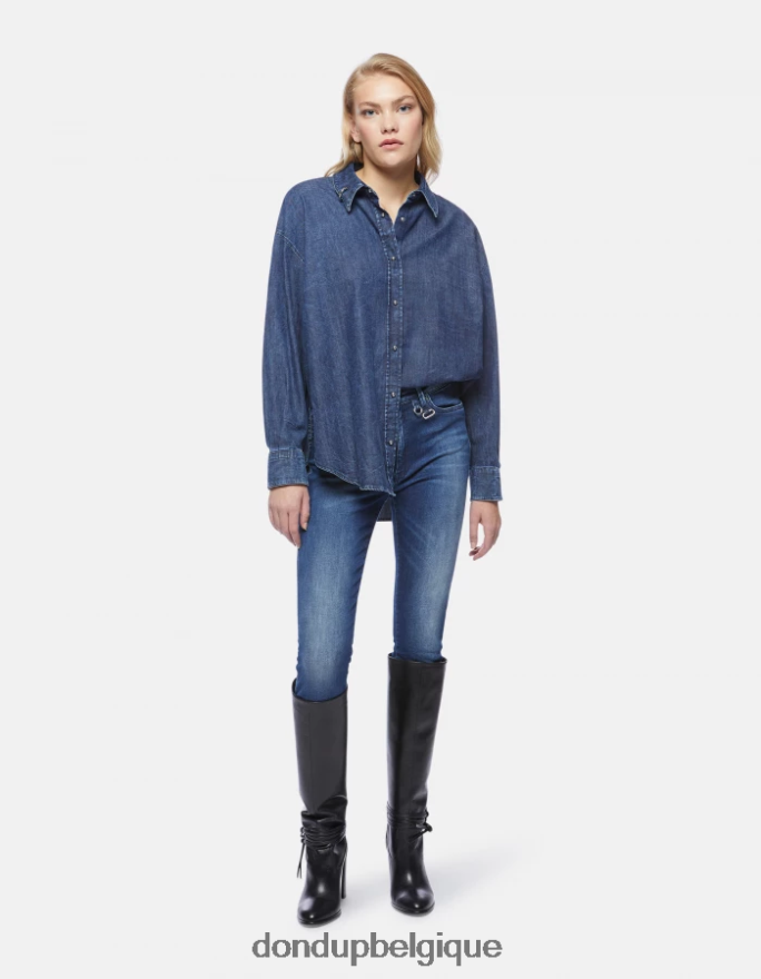 femmes vêtements DONDUP bleu Jean super skinny iris en denim stretch 8826D060