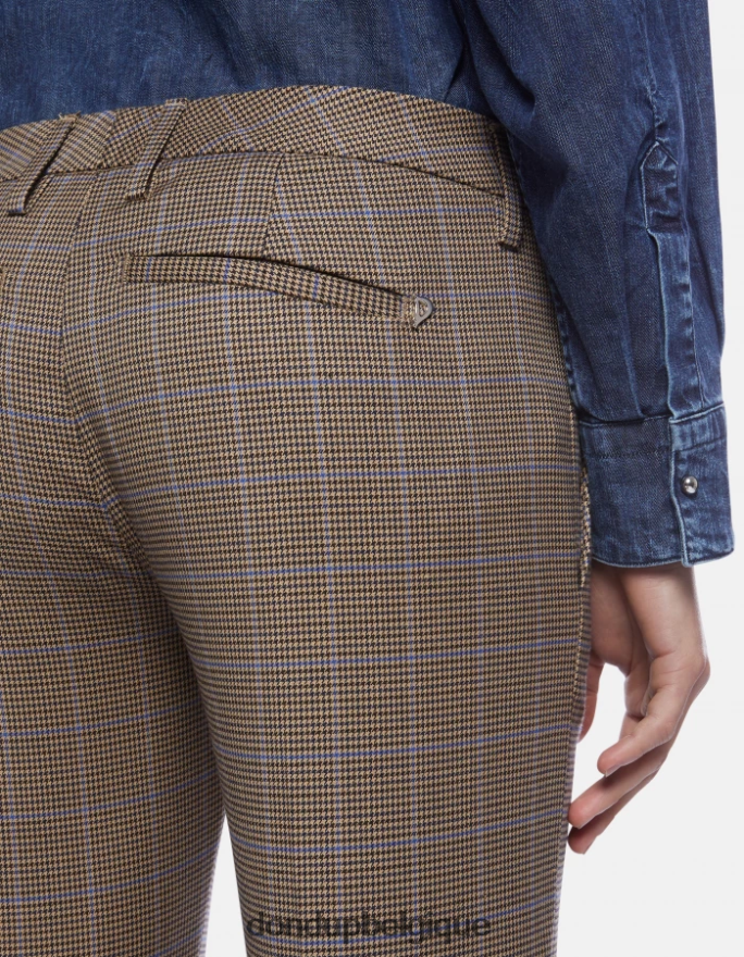 femmes vêtements DONDUP bleu Kasya pantalon coupe classique pied-de-poule 8826D0174