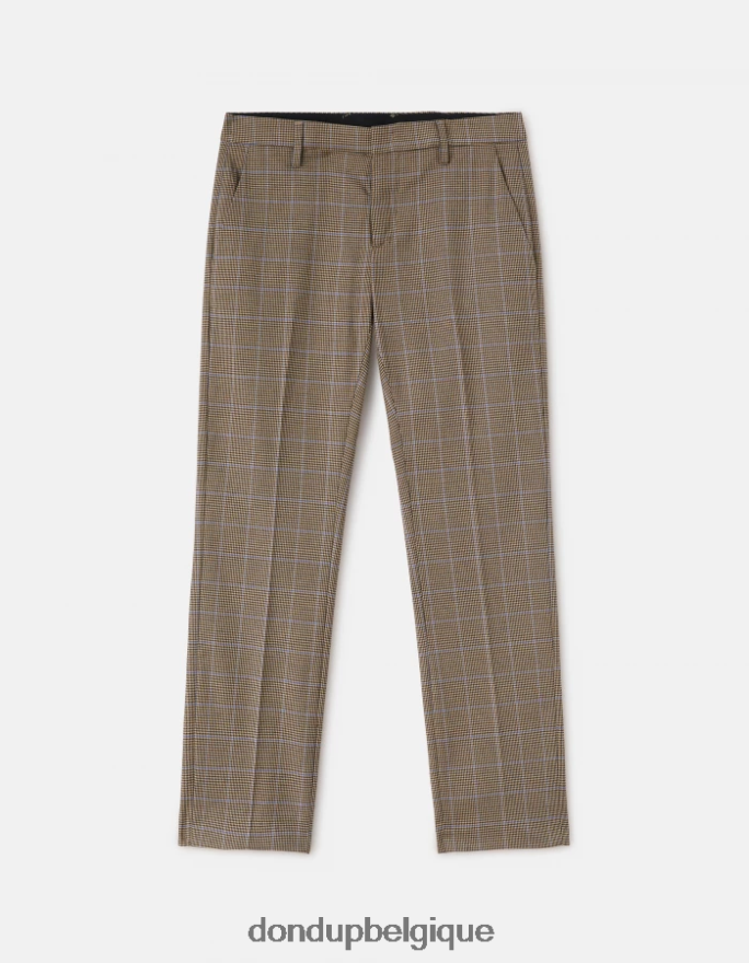 femmes vêtements DONDUP bleu Kasya pantalon coupe classique pied-de-poule 8826D0174