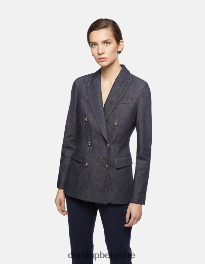 femmes vêtements DONDUP bleu blazer en jean à double boutonnage 8826D0379
