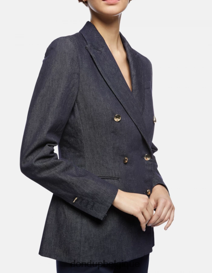 femmes vêtements DONDUP bleu blazer en jean à double boutonnage 8826D0379