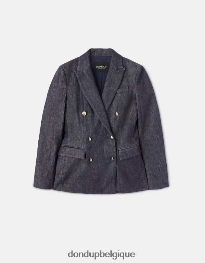 femmes vêtements DONDUP bleu blazer en jean à double boutonnage 8826D0379