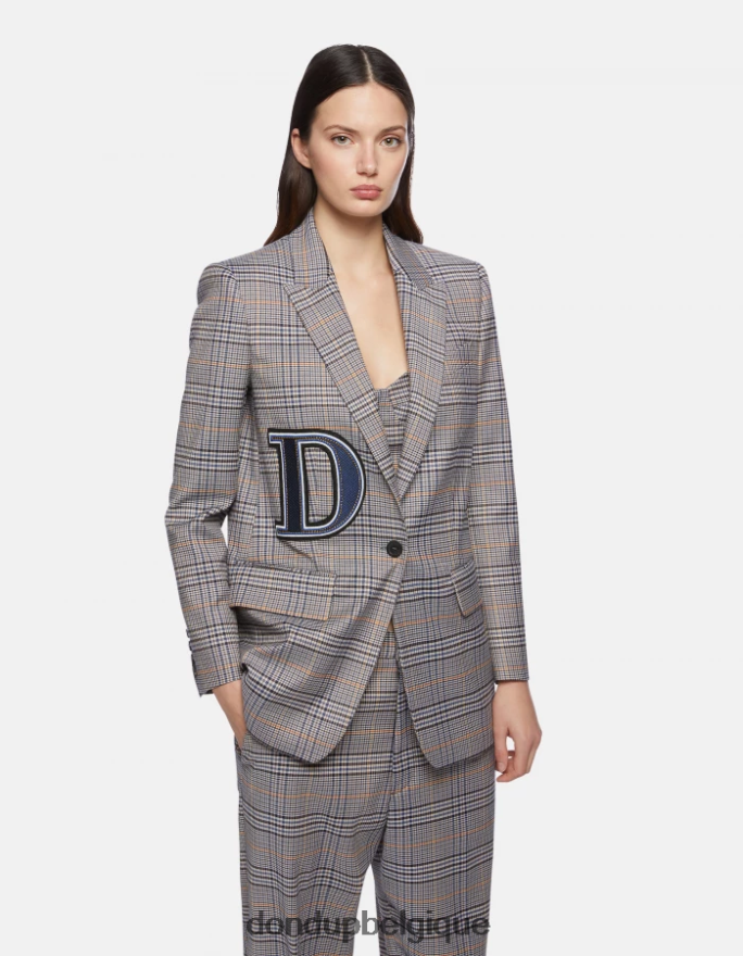 femmes vêtements DONDUP bleu blazer à simple boutonnage à carreaux prince de galles 8826D0375