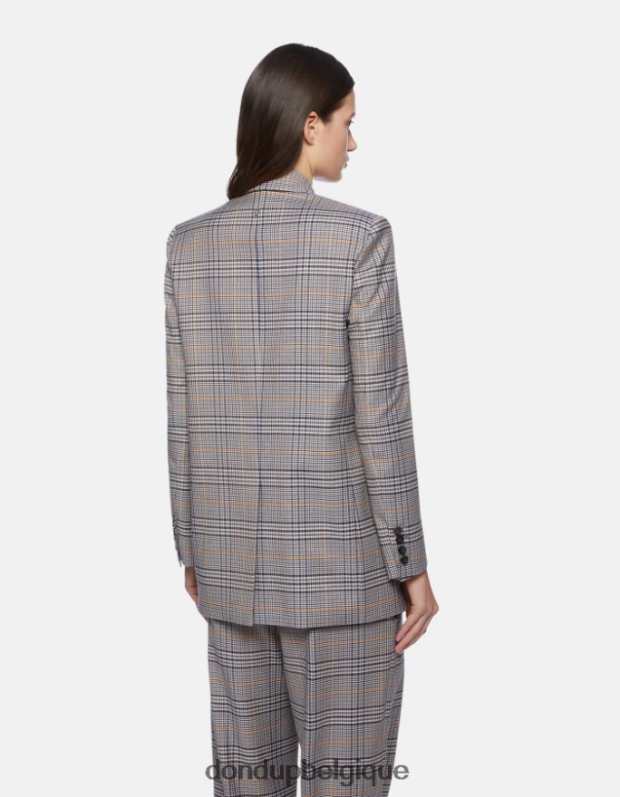 femmes vêtements DONDUP bleu blazer à simple boutonnage à carreaux prince de galles 8826D0375