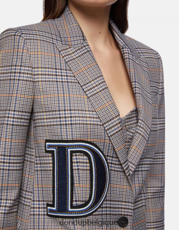 femmes vêtements DONDUP bleu blazer à simple boutonnage à carreaux prince de galles 8826D0375