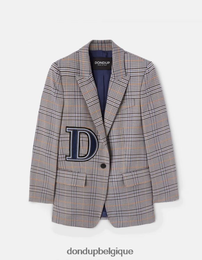 femmes vêtements DONDUP bleu blazer à simple boutonnage à carreaux prince de galles 8826D0375