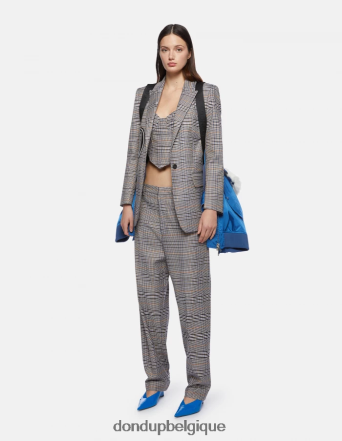 femmes vêtements DONDUP bleu blazer à simple boutonnage à carreaux prince de galles 8826D0375