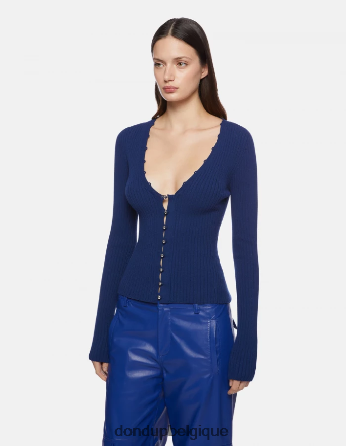 femmes vêtements DONDUP bleu cardigan slim en viscose 8826D0338