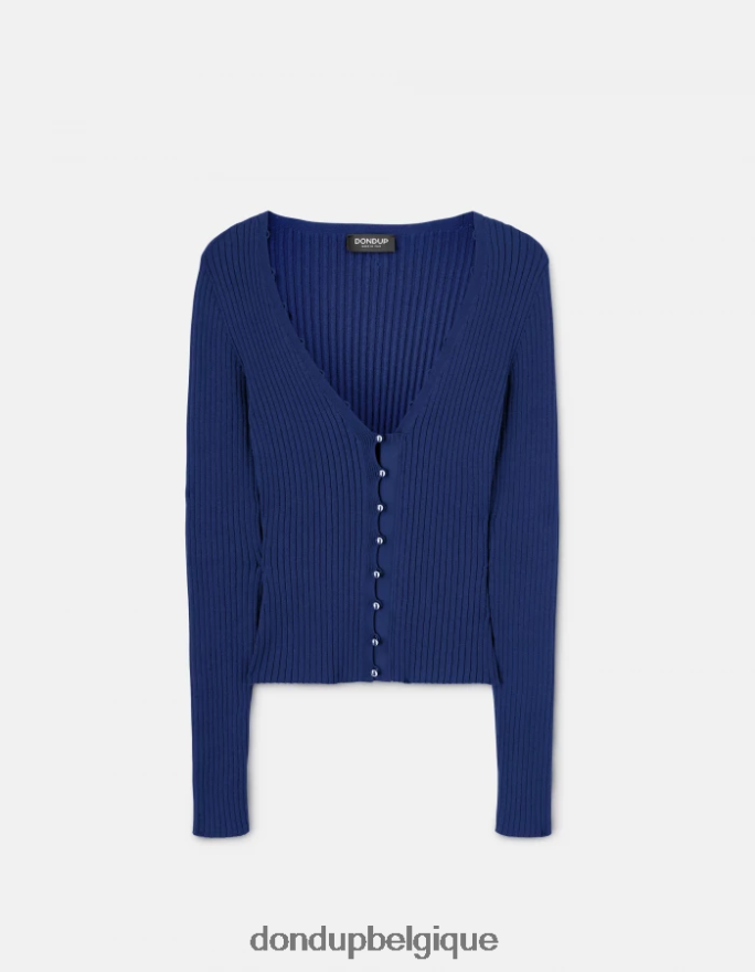 femmes vêtements DONDUP bleu cardigan slim en viscose 8826D0338