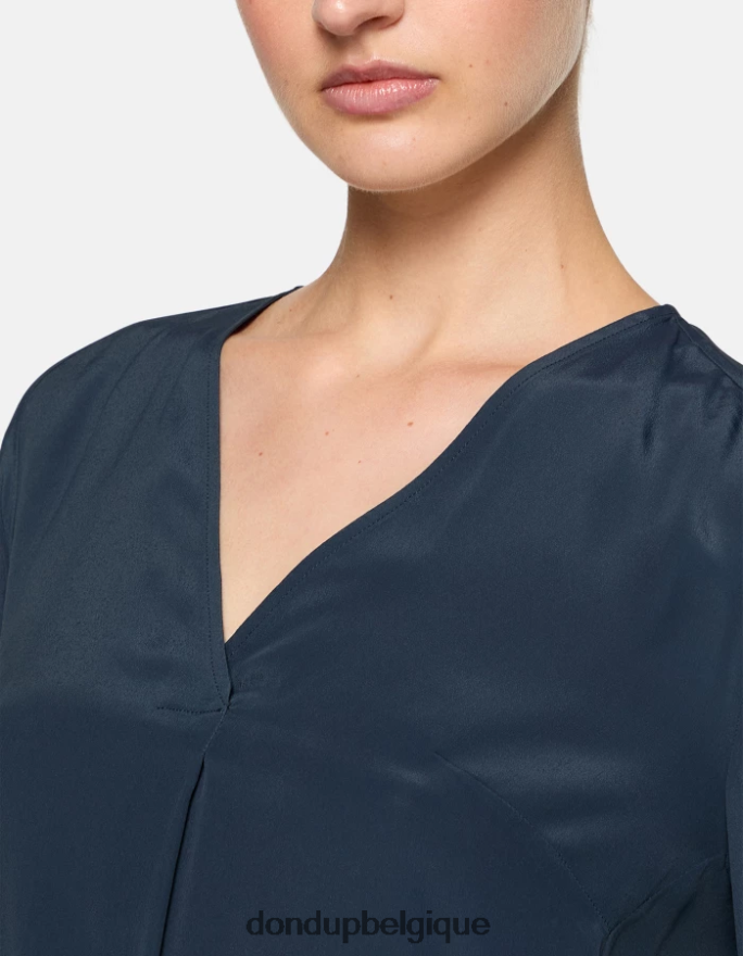 femmes vêtements DONDUP bleu chemise coupe classique en soie mélangée 8826D0246