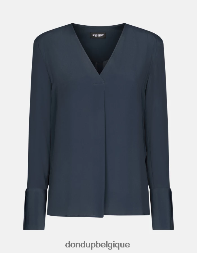 femmes vêtements DONDUP bleu chemise coupe classique en soie mélangée 8826D0246