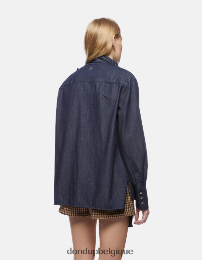 femmes vêtements DONDUP bleu chemise en jean coupe classique 8826D0258