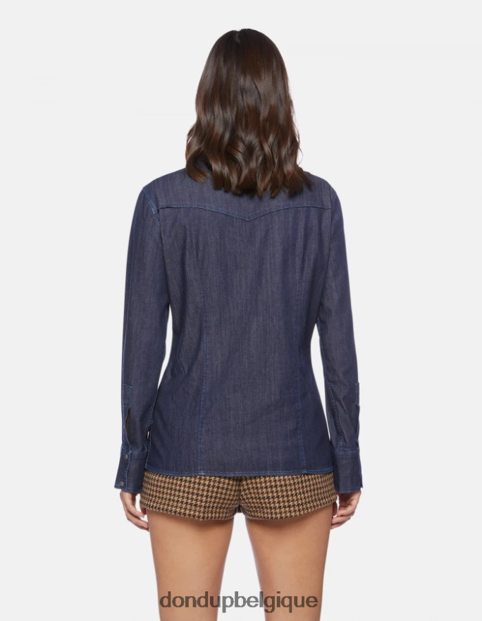 femmes vêtements DONDUP bleu chemise en jean coupe slim 8826D0256