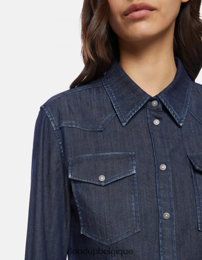 femmes vêtements DONDUP bleu chemise en jean coupe slim 8826D0256