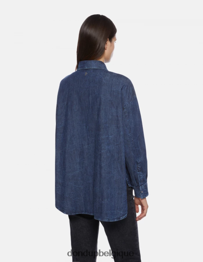 femmes vêtements DONDUP bleu chemise en jean oversize 8826D0252