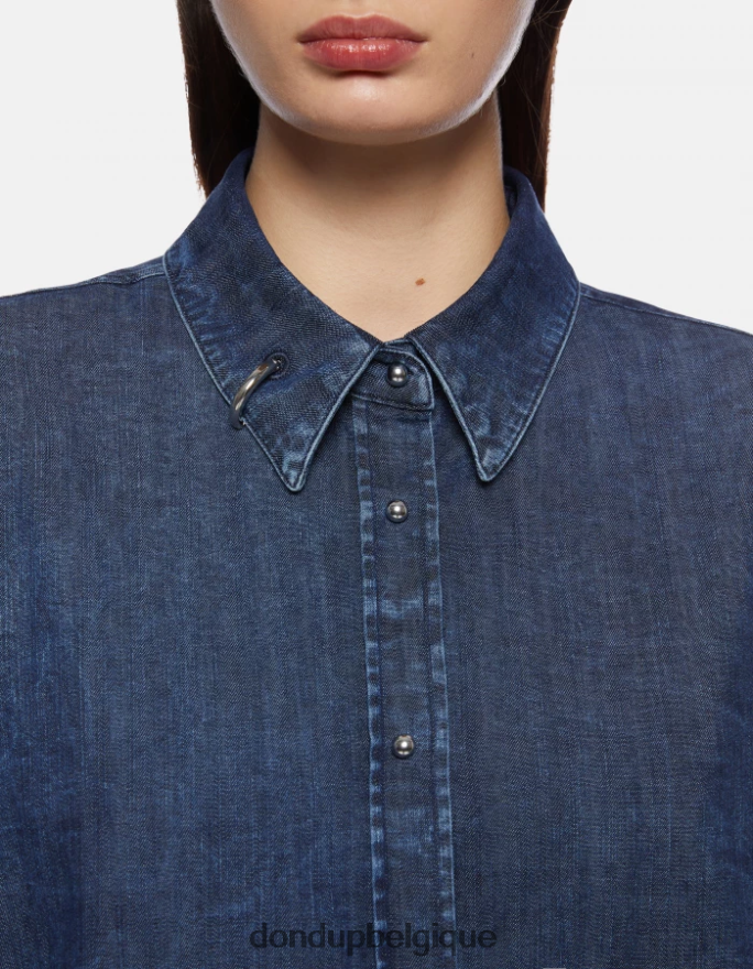 femmes vêtements DONDUP bleu chemise en jean oversize 8826D0252