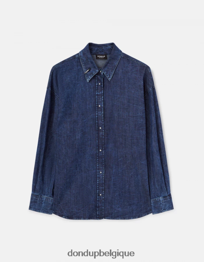 femmes vêtements DONDUP bleu chemise en jean oversize 8826D0252