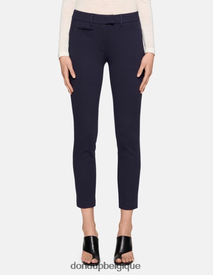 femmes vêtements DONDUP bleu foncé pantalon slim en jersey parfait 8826D0127