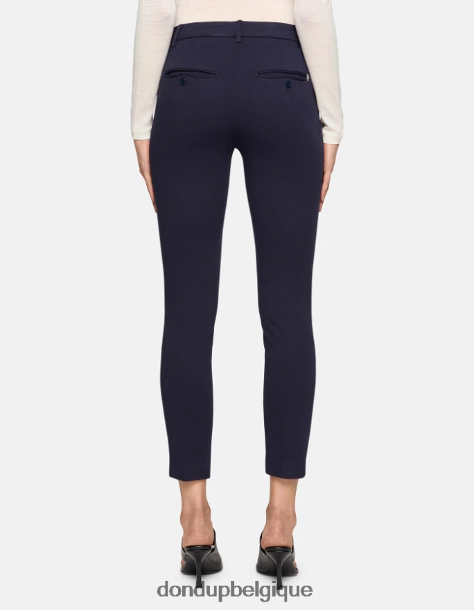 femmes vêtements DONDUP bleu foncé pantalon slim en jersey parfait 8826D0127